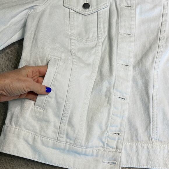 NWT SEE THRU SOUL White Button Front Denim Jean Jacket Women’s - Picture 7 of 8